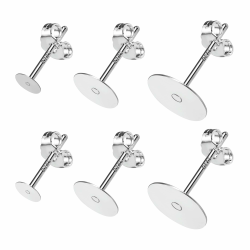 Silber 925 Ohrringe Ohrstecker Rohlinge, hypoallergen 36 Stück Ohrstecker flache Selber Machen Set Ohrstecker Ohrstecker mit Schmetterlings Ohrring Verschlüssen für die Schmuckherstellung 4/6/8 mm Angebot bei HelloDeals