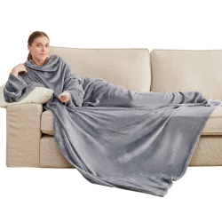 BEDSURE Decke mit Ärmeln als Geschenke für Frauen - Kuscheldecke mit Ärmeln Grau Erwachsene Ärmeldecke, Flauschige Ganzkörperdecke zum anziehen, Tragbare Decke warm Wearable Blanket als TV Decke Angebot bei HelloDeals