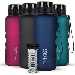 720°DGREE Trinkflasche 1,5l “uberBottle“ softTouch +Früchtebehälter - BPA-Frei - Wasserflasche für Gym, Fitness, Outdoor, Wandern - XL Tritan Sportflasche: Groß, Leicht, Stoßfest, Wiederverwendbar 1500 ml 07 Sapphire Blue - Blau | Softtouch Angebot bei HelloDeals