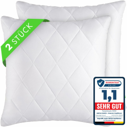 Polyester Kopfkissen (40x40 cm groß) - 2er Set Kissen für Bett und als Dekokissen - Mit Reißverschluss für Füllung - Sofakissen - Zierkissen für Couch und Sofa - Ökotex - Waschbar bis 60° - Weiß Angebot bei HelloDeals