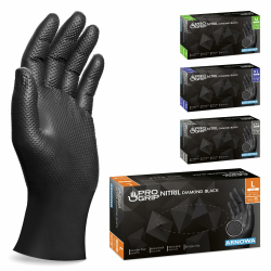 PROGRIP Einweghandschuhe Diamant Grip, Schwarz, Einmalhandschuhe Extra Stark, Nitrilhandschuhe Gr. L, 2x dicker, Handschuhe Einweg, Arbeitshandschuhe für Werkstatt & Montage, 50 Stk/Box Angebot bei HelloDeals
