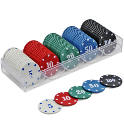 KAYSENSUK 100 Stück Casino Pokerchips, Spielchips Wertmarken Karten Chips Box Pfandmarken Roulette Spiel Bingo Chips mit Wert Blackjack Set für Counting Marker Poker Chips Roulette Casino Pokerset Angebot bei HelloDeals