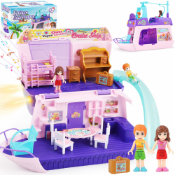Pourbibi Spielzeug ab 3 Jahre Mädchen, Kreuzfahrtschiff Spielset mit Lichtern und Musik, 2 Figuren, Viele Zubehörteile, Rollenspiel Spielzeug ab 2 3 4 5 Jahre, Geschenke für Mädchen ab 3-6 Jahre Angebot bei HelloDeals