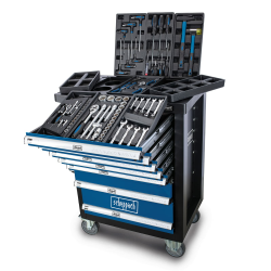 Scheppach Werkstattwagen TW1100 Werkzeugwagen Werkzeugkasten mit 4 Rollen | 7 Schubladen - inklusive 70-TLG. Werkzeugset | abschließbar und mobil Angebot bei HelloDeals