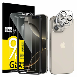 NEW'C 2 x Panzer Schutz Glas für iPhone 16 Pro (6,3 Zoll) und 2 x Kamera Panzer Schutz Glas Kameraschutz für iPhone 16 Pro - kratzfest- 9H-Härteglas folie- Einfaches Installationswerkzeug enthalten Angebot bei HelloDeals