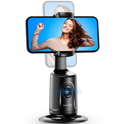 Auto Face Tracking Stativ, 360° Rotation Smart Telefonhalter, Keine App nötig, Gesicht Körper Selfie Stick Gimbal Stabilisator für Videoaufnahme, Live Streaming, Vlog (Schwarz) Angebot bei HelloDeals