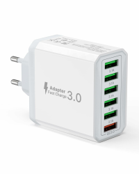 USB Ladegerät, 6-Ports Ladeadapter 33W Adapter Ladestecker mit QC 3.0 Schnellladegerät Mehrfach, USB Stecker Netzteil für iPhone 16 15 14 13 12 11 Pro Max, iPad, Handy Steckdose Charger Netzstecker Angebot bei HelloDeals