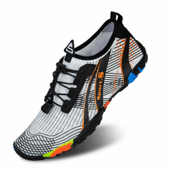IceUnicorn Strandschuhe Badeschuhe Damen Herren Schwimmschuhe Aquaschuhe Sommer Schnell Trocknend Surfschuhe 44 EU Weiße Orange Angebot bei HelloDeals