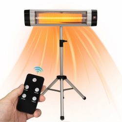 Infrarot Heizstrahler 2500W mit Fernbedienung Terrassenstrahler Innen & Außen mit 3 Heizstufen Schutzhülle Höhenverstellbarem Teleskopstativ Wand Infrarotstrahler Wickeltischstrahler,Silber Angebot bei HelloDeals