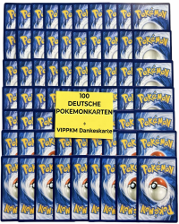 Pokemon Karten original Paket mit 100 verschiedenen Pokemon Karten deutsch - Pokemon Sammelkarten Set mit Holo Pokémon Karten Plus VIPPKM® Dankeskarte kompatibel mit Pokemon Karten Gold original Angebot bei HelloDeals