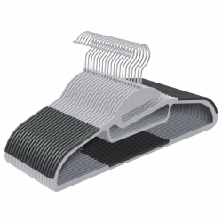 SONGMICS Kleiderbügel Kunststoff, 20er Set, Bügel mit U-förmiger Öffnung, platzsparend, 0,5 cm dick, 41,5 cm breit, um 360° drehbarer Haken, hellgrau-dunkelgrau CRP41G Angebot bei HelloDeals