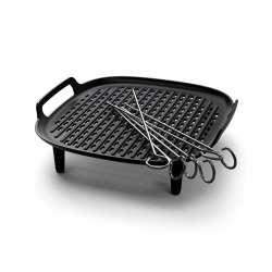 Philips Airfryer-Zubehör-Grillkit XXL, Antihaft-Grillplatte, doppellagiges Kochen, mit 6 Spießen, spülmaschinenfest, Rezept-App, schwarz (HD9959/00) Angebot bei HelloDeals