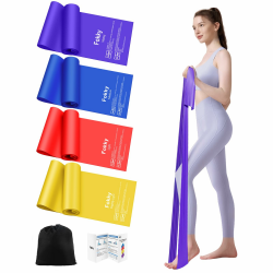 Fokky Fitnessbänder 4er-Set, 1.5M Resistance Bands mit 4 Widerstandsstufen, Widerstandsbänder mit Tragetasche & Übungsanleitung, Gymnastikband für Crossfit,Muskelaufbau,Yoga, Pilates für Männer Frauen Angebot bei HelloDeals