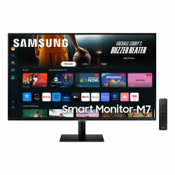 Samsung M70D Smart Monitor, 32 Zoll, 4K AI Upscaling, UHD, 60 Hz, Streaming-Monitor mit Entertainment und Gaming Hub, Bildschirm mit Lautsprechern, Smart TV Apps mit Fernbedienung, LS32DM700UUXEN Angebot bei HelloDeals