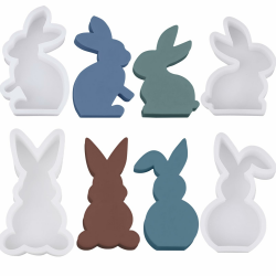 4 Stück Osterhase Silikonform, Ostern Hase Silikonformen Gießformen, 3D Kaninchen Gießform Ostern, Osterhase Silikonform for Gips, Sojawachs Kerzen, Handwerk Angebot bei HelloDeals