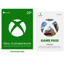 Xbox Live 20 EUR Guthaben (Download Code) + Xbox Game Pass Ultimate 1 Monate Mitgliedschaft (Download Code) Angebot bei HelloDeals