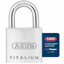 ABUS Vorhängeschloss Titalium AB64TI/30 - Schlosskörper aus Spezial-Aluminium - gehärteter Stahlbügel - ABUS-Sicherheitslevel 4 - Silber, Grau, 30mm Angebot bei HelloDeals