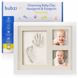 Bubzi Co Handabdruck Fußabdruck Baby Fotorahmen Set für Neugeborene Mädchen Jungen, Gerahmte Bilder Baby Geschenk, Fotoalbum Baby, Andenkenbox, Wanddekoration für Zimmer Kinderzimmer (White) Angebot bei HelloDeals