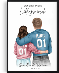 Tassenliebling® - Pärchen Poster personalisiert - Jahrestag Geschenk für ihn oder für sie - Poster (A4 oder A3) mit oder ohne Rahmen - Liebesgeschenk zum Valentinstag für Freund Boyfriend Freundin Angebot bei HelloDeals