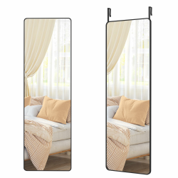 SONGMICS Ganzkörperspiegel, 120 x 40 cm, rechteckiger Spiegel, Wand- oder Türmontage, Rahmen aus Aluminiumlegierung, Hartglas, für Schlafzimmer, Wohnzimmer, Garderobe, tintenschwarz LFM032B01 Angebot bei HelloDeals