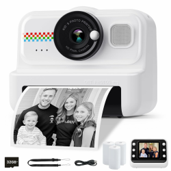 HiMont Kinderkamera Sofortbildkamera, 1080P Sofortbildkamera Kinder mit 32GB Karte & 3 Rollen Druckpapier, lustige Kinderspielzeug Geschenke für Jungen & Mädchen von 3-12 Jahren Angebot bei HelloDeals