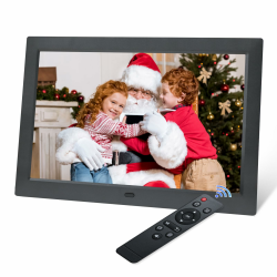 Digital Picture Frame 10.1 Inch Electronic Picture Frame 1280 x 800P Music Photo Video Player with Remote Control Photo Music Video Player Calendar Function, Supports Clock/USB/SD Card Angebot bei HelloDeals