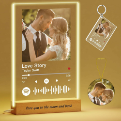 Voryusmer Spotify Glas Personalisiert - Personalisierte Geschenke Valentinstag Jahrestag Frauen Männer - Song Cover Glas Bild mit Foto und LED - 15x23cm Angebot bei HelloDeals