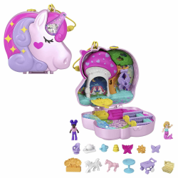 Polly Pocket Einhorn, in Wald-Wunder Thema, mit 13 Zubehörteilen wie 2 Puppen (1 Meerjungfrau), Teeset und Einhorn Haustiere, Spielzeug ab 4 Jahre, HCG20 Angebot bei HelloDeals