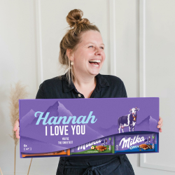 Riesen Milka Schokoladentafel personalisiert mit Botschaft - Valentinstag Schokolade Geschenk für Ihn & Sie mit Milka Schokoladentafeln (6 Tafeln) Angebot bei HelloDeals