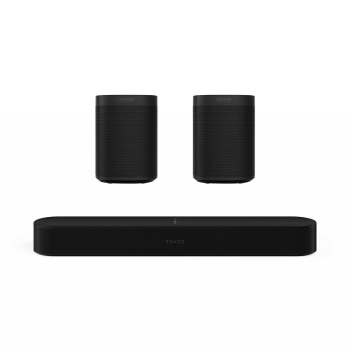 Sonos Beam Gen 2 - Smarte TV-Soundbar + 2x Sonos One SL - WLAN-Lautsprecher