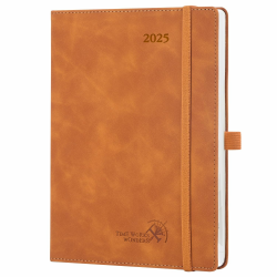 POPRUN Kalender 2025 Buchkalender Softcover mit PU-Leder, ca. A5 (22 x 16,5 cm) - Terminplaner, Wochenplaner Notizbuch (Jan.2025-Dez.2025) mit 100 GSM Papier - Braun Angebot bei HelloDeals