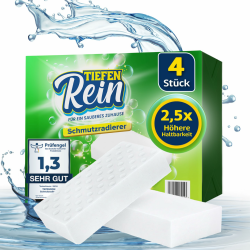 Schmutzradierer Pro 4 Stück - Neu: Radierschwamm mit 2,5X höherer Haltbarkeit | extra langlebiger Zauberschwamm | Magic Eraser Schwamm entfernt Schmutz an Wand, auf Schuhen, in der Küche und Bad Angebot bei HelloDeals