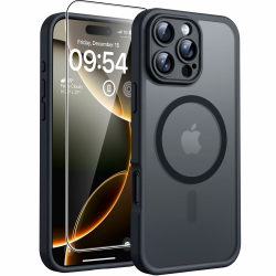 TOCOL 3 in 1 für iPhone 16 Pro Hülle für Magsafe, mit 2 Schutzglas, Vollständiger Kameraschutz Stoßfest Kratzfest Magnetisch Handyhülle für iPhone 16 Pro Case, Schwarz Angebot bei HelloDeals