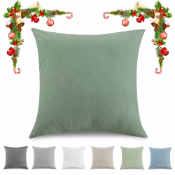 TOCOMOA Kissenbezug 40x40 cm 2er Set - 100% Gewaschene Baumwolle Kissenbezüge Oeko-TEX Zertifiziert, Leinenoptik und Atmungsaktiv Kissenhülle, Grün Kopfkissenbezug mit Reißverschluss Angebot bei HelloDeals