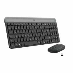 Logitech MK470 Slim Combo Kabelloses Tastatur-Maus-Set, 2.4 GHz Verbindung via Nano-USB-Empfänger, 10m Reichweite, 18-Monate Batterielaufzeit, PC/Laptop, Deutsches QWERTZ-Layout - Graphit Angebot bei HelloDeals