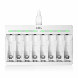 EBL Akku Ladegerät für AAA AA NI-MH, NI-CD Akkus 8 Fach Batterie Ladegerät, Schnell Ladegerät mit LED Anzeige Typ 9010 Angebot bei HelloDeals