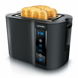 Arendo - Touch Toaster 2 Scheiben Edelstahl - Touchpanel - digital Display Restzeitanzeige - 800 W – Doppelwandgehäuse – mit Brötchenaufsatz – 7 Bräunungsgrade – Brotscheibenzentrierung - Schwarz Angebot bei HelloDeals