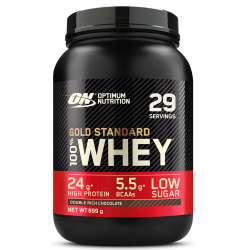 Optimum Nutrition Gold Standard 100% Molkenproteinpulver für Muskelaufbau und -regeneration mit natürlich vorkommendem Glutamin und BCAA-Aminosäuren, Double Rich Chocolate, 29 Portionen, 899 g Angebot bei HelloDeals