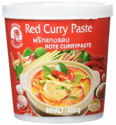 Cock Currypaste rot, mittelscharf, authentisch thailändisch Kochen, natürliche Zutaten, vegan, halal und glutenfrei (1 x 400 g) Angebot bei HelloDeals