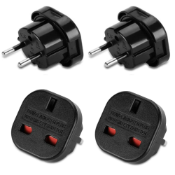 2 Stück Reiseadapter, UK auf DE Adapterstecker, Adapter UK auf EU, UK auf DE Reisestecker, 3-polig UK Reiseadapter auf 2-polige EU-Steckdose für Frankreich, Irland, Niederlande, Polen, Schweden Angebot bei HelloDeals