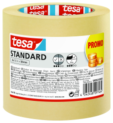 tesa Malerband Standard - 2er Pack - Malerabdeckband mit starker Haftung zum Abkleben bei Malerarbeiten - lösungsmittelfrei - 2 x 50 m x 50 mm Angebot bei HelloDeals