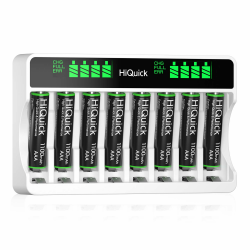 HiQuick Akku Ladegerät mit AAA Akku 8 Stück, für Mignon AA, Micro AAA NI-MH wiederaufladbar Batterien, 8-Ladeplatz mit LCD Anzeige HiQuick Akku aa AAA ladegerat mit AAA Akku 8 Stück Angebot bei HelloDeals