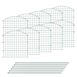 VERDOBA Teichzaun Gartenzaun Komplettset - Metall 10 Zaunelemente - Zaun für den Garten, Gitterzaun Set Oberbogen - für Hunde (10x Oberbogen, Grün - RAL 6005) Angebot bei HelloDeals