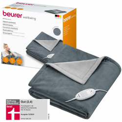 Beurer HD 75 Dark Grey Heizdecke, kuschelig weiche Wärmezudecke, 6 Temperaturstufen, maschinenwaschbar, mit Abschaltautomatik und besonders sicher, dunkelgrau, 180 x 130 cm Angebot bei HelloDeals