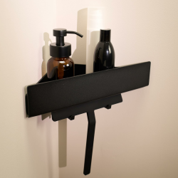 Designfabrik Hamburg Duschablage ohne Bohren | Eckregal Bad | Duschregal ohne Bohren | Kleberegal Bad | Duschkorb selbstklebend | Badaccessoires | Duschablage Ecke Schwarz Angebot bei HelloDeals