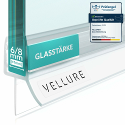 Vellure® Duschdichtung - NEU Premium Dichtung Dusche Glastür - Langlebige Duschtürdichtung unten, Gummilippe für Duschtüren (1x für Glasstärke 6mm - Universallänge bis 100cm) Angebot bei HelloDeals