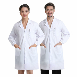 JXCTNNU Laborkittel Weiß Kittel Arztkittel Unisex Chemie Schutzkleidung Herren Damen Langarm Medizin Mäntel Medizinische Uniform mit Knöpfen und 3 Tasche für Labor, Studium, Arbeit M Weiß Angebot bei HelloDeals