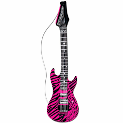 Amakando Deko Luftgitarre Rockstar Gummigitarre rosa Zebra Rocker Inflatable Guitar Aufblasbare Gitarre Partydeko aufblasbar Mottoparty Musikinstrument Accessoire Party Gitarren Instrument Angebot bei HelloDeals