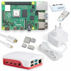 Raspberry Pi 4 8GB Starter-Kit | Offizielles USB-C Netzteil 15W | Offizielles Gehäuse | 64GB Edition | 4k Micro HDMI Kabel | Kühlkörper Set Angebot bei HelloDeals