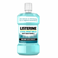 LISTERINE Cool Mint Mild (500 ml), antibakterielle Mundspülung mit ätherischen Ölen & ohne Alkohol, mildes Zahnpflege Mundwasser, reduziert Zahnbelag, bekämpft wirksam Mundgeruch Angebot bei HelloDeals